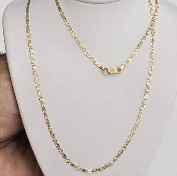 10kt Real Gold Tricolor Valentino Chain 2.2 Mm 22 Inches